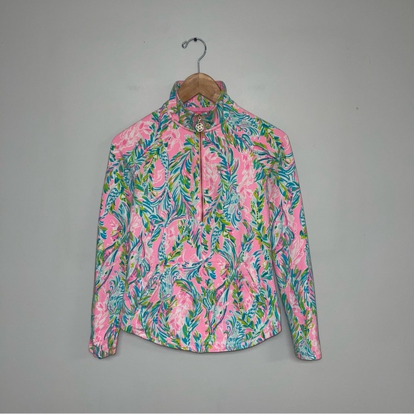 Lilly Pulitzer Skipper Popover Women’s Size‎ XXS Pink Blue Half-Zip - Picture 2 of 7